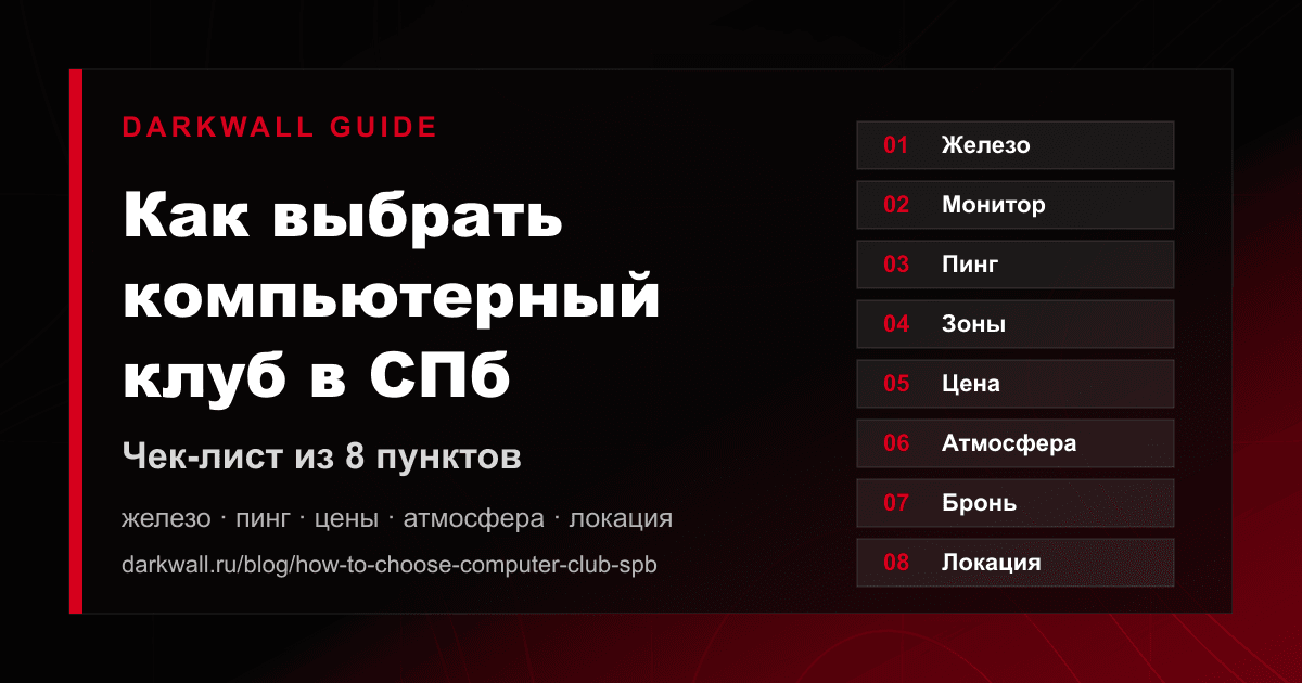 Инфографика с чек-листом выбора компьютерного клуба